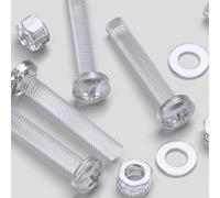 60x viti a testa bombata a croce acrilico/PC trasparente, dadi e rondelle, M5 x 30 mm