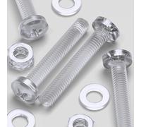 60x viti a testa cilindrica acriliche M6 x 40 mm con dadi e rondelle