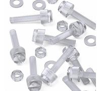 60x Viti a testa zigrinata in plastica acrilica trasparente, a taglio + zigrinate M4 x 20 mm, bulloni, dadi, rondelle