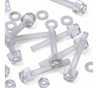 60x Viti a testa zigrinata in plastica acrilica trasparente, a taglio + zigrinate M4 x 30 mm, bulloni, dadi, rondelle