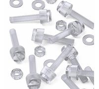 60x viti zigrinate a taglio acrilico trasparente M4 x 20 mm, dadi & rondelle