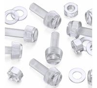 60x viti zigrinate a taglio in acrilico/PC trasparente M8 x 25 mm, dadi e rondelle