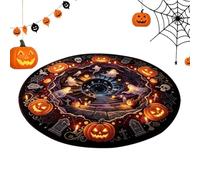 60x60cm Halloween Round Area Rug 3D Ghost Pumpkin Non Slip Home Mat