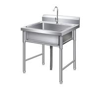60x60x80cm Commerciale In Acciaio Inox Utility Sink con Rubinetto Tubo di Scarico & Filtro Splash Guard per Ristorante Cucina Lavanderia Garage Uso