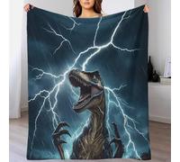 60x80inch(150x200cm) Coperta A Maglia Dinosauro Plaid Calda Coperte In Maglia Copriletto A Maglia T-Rex Lightning Coperta Da Tiro Per Letto Poltrona O Divano