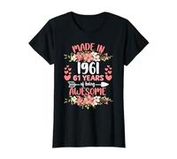 61 Anni 61° Compleanno Nato nel 1961 Donne Ragazze Floreale Maglietta