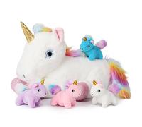 61 cm (24 pollici) giocattolo di peluche unicorno per bambine 3 4 5 6 7 8 9 anni, mamma unicorno con bellissimi occhi e quattro unicorni neonati, regalo di peluche per Natale, festa di compleanno per