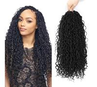 61 cm Dea Locs Crochet Hair 8 confezioni Faux Locs Crochet Hair per donne nere 1B Pre Looped River Locs Crochet Hair con estremità ricci