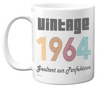 61° compleanno - 'Vintage 1964 invecchiato alla perfezione' tazza - compleanno retrò per uomini e donne, 325 ml tazza in ceramica premium lavabile in lavastoviglie