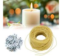 61 m giallo candela naturale con rivestimento in cera d'api e 100 portacandele,Spool Pre Api Cera Candela Wicks,Candela profumata Slow Burn Wick,Edible Fibre Wick,Per progetti