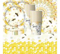 61 pezzi di ape a tema Holiday Party stoviglie, stoviglie per bambini primavera pic-nic, include piatti, tazze, tovaglioli e tovaglie per 20 feste di compleanno per bambini