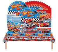 61 pezzi di girandole: stoviglie per feste “Beat That”, stoviglie per feste di compleanno per bambini, decorazioni a tema auto, festa di compleanno per ragazzi, per 20 persone