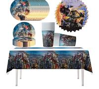 61 pezzi di stoviglie per feste Transformers, set di accessori per feste Bumblebee e Optimus Prime, set di piatti, tazze, tovaglioli, tovaglie, adatto per baby shower, matrimoni, anniversari