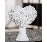 61082 Gilde Oggetto Decorativo Cuore Fiore 9,5 x 16 x 20,5cm Bianco Motivo