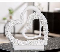 61084 Gilde Oggetto Decorativo Cuore Fiore 7,5 x 22,5cm Bianco Motivo