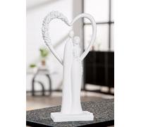 61085 Gilde Oggetto Decorativo Paio Cuore Fiore 7 x 15,5 x 30cm Bianco Motivo