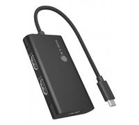 ICY Box (adattatore USB-C a 3 × HDMI) 8 K @ 60 Hz, display singolo, 4 K @ 144 Hz, display tripla 4 K @ 60 Hz, USB 3.2 Gen 2, MST, cavo da 20 cm, IB-AD1030-C