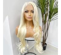 613 parrucche bionde lunghe frontali in pizzo per le donne onda naturale resistente al calore parrucca sintetica 613 bionda 24 "-pizzo anteriore