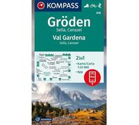 KOMPASS Wanderkarte 616 Gröden / Val Gardena, Sella, Canazei 1:25.000: markierte Wanderwege, Hütten, Radrouten