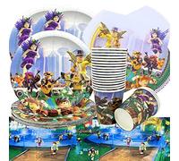 61Pcs gioco bambini compleanno stoviglie, accessori per feste set di piatti di carta, tra cui tovaglia piatti tazze tovaglioli per Baby Shower, matrimoni, anniversari (20 ospiti)