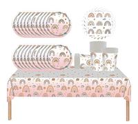 61Stück Janice Bohemian Party Tableware, di carta Party Tableware Set, tra cui tovaglia piatti tazze tovaglioli per compleanno, matrimoni, anniversario (20 ospiti)