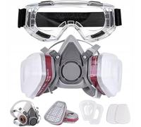 6200 PRO Set Semi-Maschera Respiratore - Maschera in silicone con Corpo Filtro, 2 Filtri in Cotone, 2 Coperture Filtro, Occhiali di Protezione | Verniciatura, Industria, Chimica