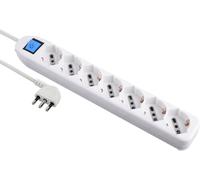 62078 Multipresa 7 Posti Polivalenti (Schuko + 10/16A) Con Interruttore - Cavo 1