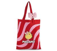 62794 - Elegante borsa per la spesa con applicazione di Piu Piu e fiocco di peluche, accessorio perfetto per tutti i giorni, shopping e tempo libero, un regalo per fan e bambini, 44 x 38 cm, rosa
