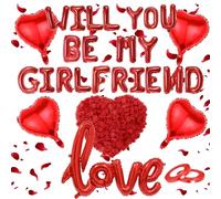 628 Pezzi Will You Be My Girlfriend Decorazione, Palloncino Confessione San Valentino, Palloncini a Forma di Cuore, Lettere Rosse Palloncino, Per Romantiche Confessioni a Tema Decorazioni