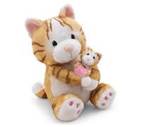 62843 - Morbido Gatto di Peluche (20 cm) con Cucciolo di Gatto (6 cm), da coccolare e con Cui Giocare, per Bambini e Adulti, Fantastica Idea Regalo, Marrone