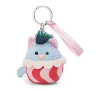 62868 - Portachiavi con Gatto, Versatile Ciondolo in Peluche con Scritta Have a Sweet Day su Nastro di Raso, per Te o per i Tuoi Cari, 7 cm, Azzurro