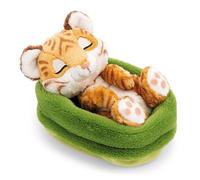 62872 - Morbida Tigre di Peluche addormentata in Un Cestino, per Coccole e Giochi, per Bambini e Adulti, Fantastica Idea Regalo, 12 cm, Marrone