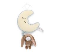 NICI Carillon a Forma di Luna, 16 x 14 cm, con Coniglio Lopino 9 cm, Aiuta Neonati e Bambini ad addormentarsi Fin dalla Nascita, Ideale per Letto, Passeggino e Culla, Marrone - 62986