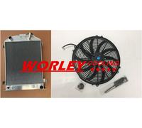 62mm 3core Aluminum Radiator & FAN for 1932 ford hi-boy chevy/mopar v8 AT new