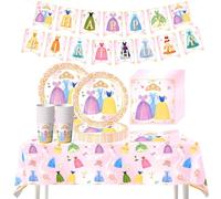 62PCS Stoviglie per la festa di compleanno con vestito di Biancaneve, compleanno dei bambini con cluster di Biancaneve, set di stoviglie per la festa delle bambine, per 20 persone