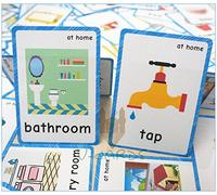 63 Pcs -at home flashcards - Preschool Educational Learning Toys & Learning Picture Word Flashcards(English word learning cards & pocket size flash cards for children ),12x9cm-English Vocabulary Cards