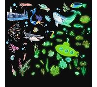 63 Pezzi Adesivi Murali Mare Illuminano al Buio Adesivi Fluorescenti a Tema Oceano Adesivi Creature del Mondo Marino Luminose Decorazioni Murali Animali Subacquee per Bambini Cameretta Asilo
