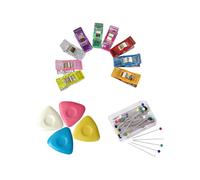 63 pezzi di accessori per cucito, 9 spilli da cucito + 50 spilli con testa in vetro + 4 gessetti per sarti, spilli multicolori con testa in vetro per artigianato, cucito e accessori per cucito