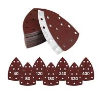 63 pezzi di carta vetrata triangolare per levigatrice triangolare, 11 fori in per Bosch, per smerigliatrice triangolare, grana 40/80/120/180/240/320/400