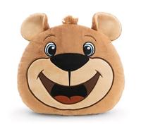63176 - Morbido Cuscino in Tessuto Peluche con Berni Mascotte del Bayern Monaco, Ideale per Bambini e Adulti, a casa, all’Asilo o in Viaggio, 33 x 28 cm, Marrone