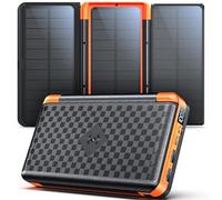63200mAh Power Bank Solare con 3 Pannelli Solari e 22,5W Ricarica Rapida: Batteria Esterna Wireless con 6 Uscite, Torcia SOS e Display Digitale, Ideale per Campeggio e Attività Outdoor,Emergenza