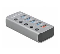 63262 hub di interfaccia USB 3.2 Gen 1 (3.1 Gen 1) Type-B 5000 Mbit/s Grigio, Hub USB grigio, USB 3.2 Gen 1 (3.1 Gen 1) Type-B, USB 3.2 Gen 1 (3.1 Gen 1) Type-A, 5000 Mbit/s, Grigio, Alluminio, 0,8 m