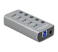 DELOCK 63263 - Hub USB 3.0, 4 porte, da USB-B a 4 USB-A + 1 PD, 1 corrente