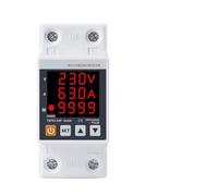 63A 230V 3IN1 Display Din rail adjustable over under voltage surge protector relay over current protect Kwh Power watt Meter EKFBQBGW