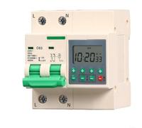 63A - Timer digitale per conto alla rovescia con interruttore, 2 poli per pompe dell'acqua, protezione da sovraccarico e cortocircuito, 220 V, intervallo di regolazione 2-99 ore, montaggio su guida
