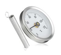 63mm Bimetallic Spring-Loaded Pipe Thermometer | 120°C Industrial Adjustable Gauge | Stainless Steel Thermal Sensor For Heating Pipes | Dual-Metal Temperature Meter With Spring