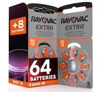 64 Batterie Apparecchi Acustici Rayovac Extra Misura 13 | 8+1 Blister da 8 Pile