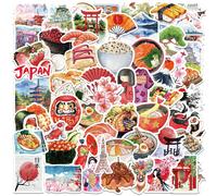 64 pezzi Adesivi stile vintage di viaggio in Giappone, acquerello, elementi nostalgici, architettura, per scrapbooking, quaderni, agende, forniture scolastiche, ritorno a scuola Policloruri di vinile