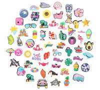 64 Pezzi Charm per Crocs Accessori per Crocs Shoe Charms Ciondoli Decorazioni Scarpe Clip Ragazze Zoccoli Sfuse Decorazione PVC Shoes Pins Bambina Bambini Donne Uomo Regalo Compleanno Estivo Tema