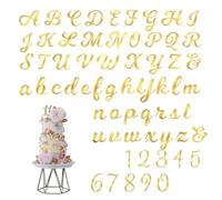 64 Pezzi Decorazioni per Torte Numeri a Specchio 0-9 e Lettere A-Z per Torta in Acrilico Dorato Lettera Numeri per Torte per Anniversari Matrimoni Docce